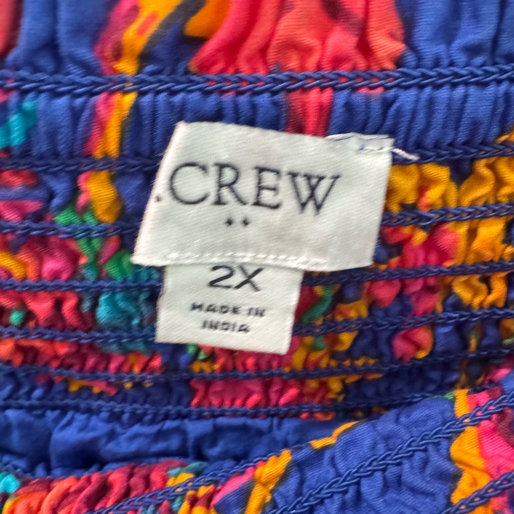 J.Crew Womens 2X Tropical Floral Matching Set Top and Tiered Skirt BR770 Blue - Picture 8 of 11